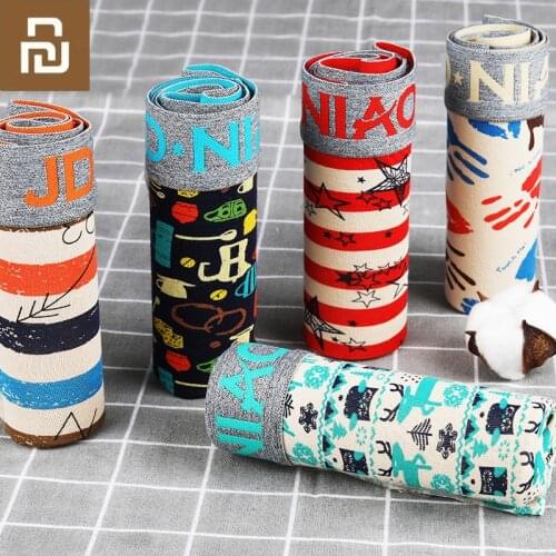 Xiaomi 5pcs Male Printed Panties Men Underwear 100% Cotton Boxer Shorts Mens Underpants Breathable Pouch Men Plus Size Pants