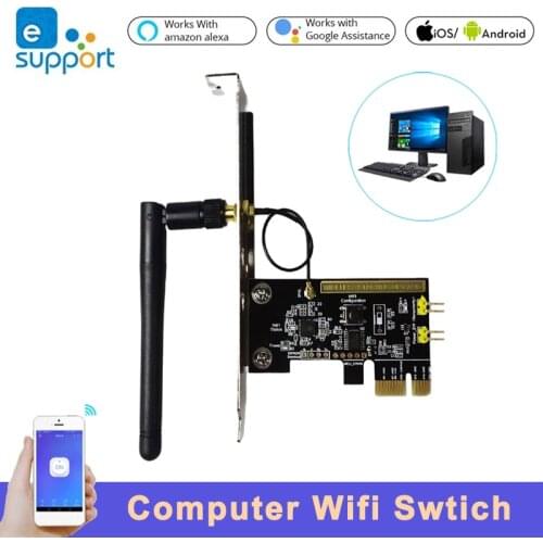 Smart Wireless WIFI Restart Switch eWelink Computer Remote Boot Card PCI-E Desktop PC Remote Controller Turn On Off with Alexa