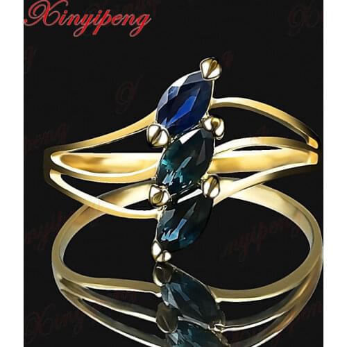 Xinyipeng18K gold inlaid real natural sapphire ring fine jewelry for women wedding gifts