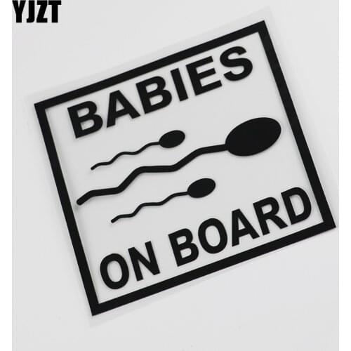 YJZT 14.3CM*13.7CM Funny Babies On Board Rude Car Sticker Window Decoration Vinyl 13C-0021