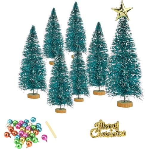 Trees Green Mini Sisal Snow Frost Family Party 3D Model Set Santa Suitable For Winter Home Decoration Cute Coordinates Christmas