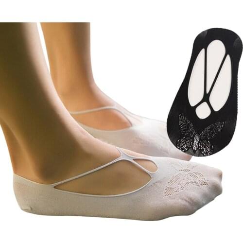 5 Pairs Female Black Sexy Lady Girl Cross Lace No Show Peds Antiskid Invisible Liner Low Cut Ankle Boat Socks Slippers For Woman