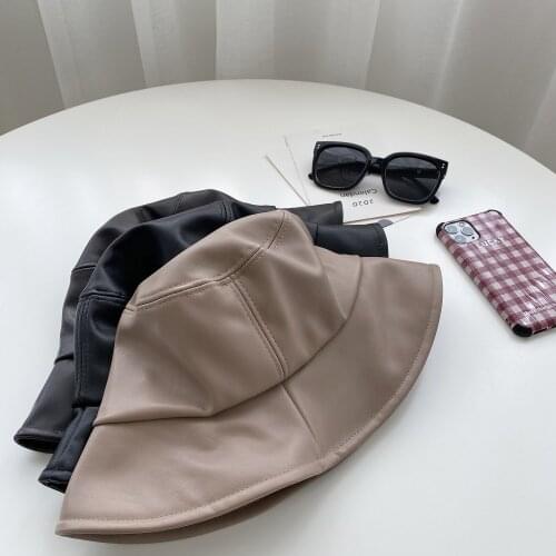 2020 New Autumn Pu Hats Casual Style Women Fashion Pure Color Hat