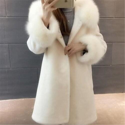 Womens Coat with Faux Fur Fur Collar Padded Woolen Coat Mid-length Fur Cape Jacket Womens Winter Warmth Fur Coats for Women