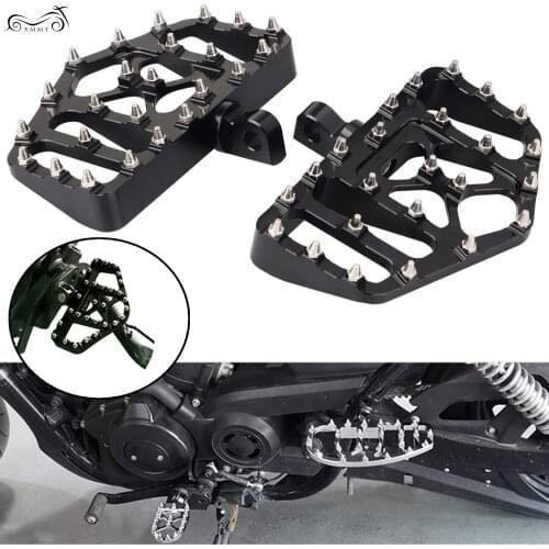 1Pair Black Foot Pegs MX Wide Fat Floorboards Front Rear Footrest Pedal For Harley Softail Fatboy Street Bob Breakout Slim FLSL