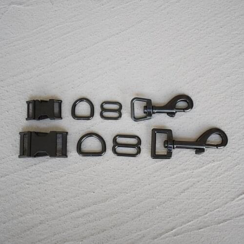 100 Sets 15/20/25mm Metal Straps Slider D Ring Release Belt Black For Pet Dog Collar Paracord Sewing Accessory Strong Hardware