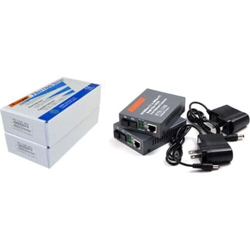 2pcs/pair HTB-3100AB 10/100M Fiber Optic Media Converter 40km Fiber Transceiver and Receiver Singlemode Single Fiber SC Port