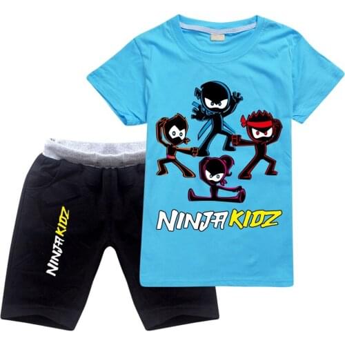 2021 Boys Girls T Shirt Summer Kids Baby NINJA KIDZ T Shirt+Shorts Boy Outfit Casual Sport Suit Children Clothing Set 2-16 Years