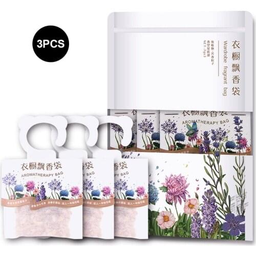 3Pcs Lavender Scented Sachets Natural Smell Incense Air Fresh Scent Bag Odor Remove Fragrant Bags For Drawer Closet Car