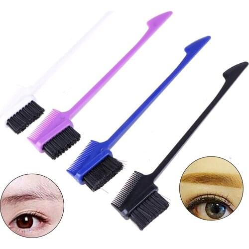 4 Colors 1X Double Sided Edge Control Eyebrow Comb Portable Eye Brow Eyelash Brushes Tool