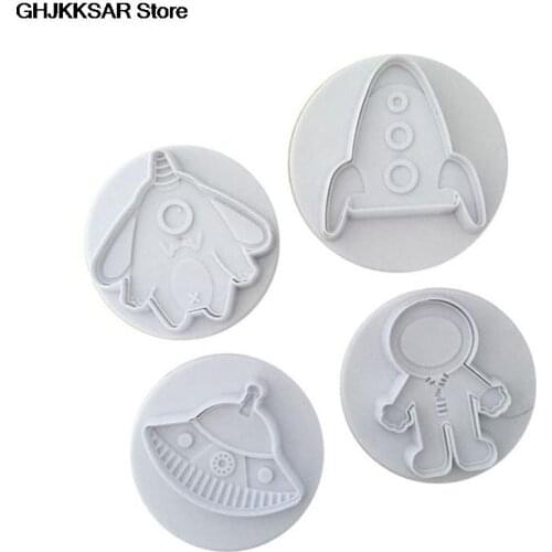 4PCS/LOT DIY Cake Decor Mold Cake Tools outer space cookie cutter chocolate cake fondant plastic mold decorating tools