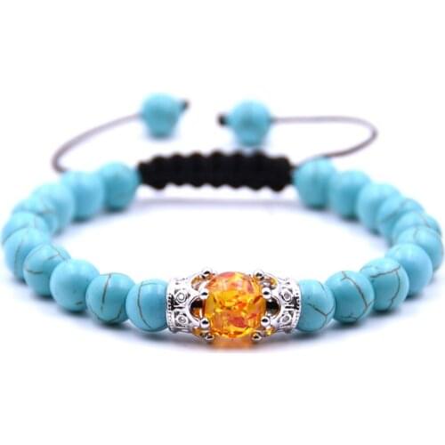 8MM Double Crown Howlite Beads Braided Bracelet Man Fashion Gift For Women Beautiful
