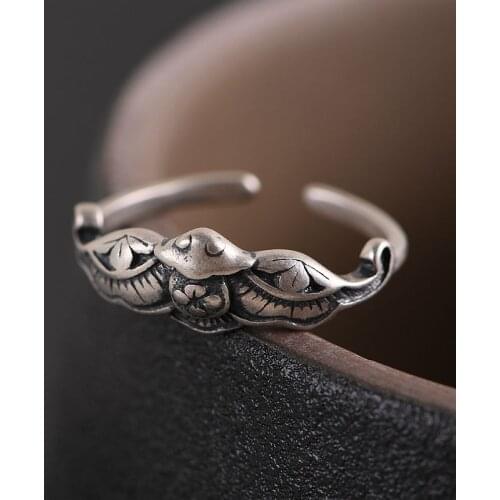 FNJ 925 Silver Fu Ring Original Pure S925 Sterling Silver Rings for Women Jewelry Open Adjustable Size