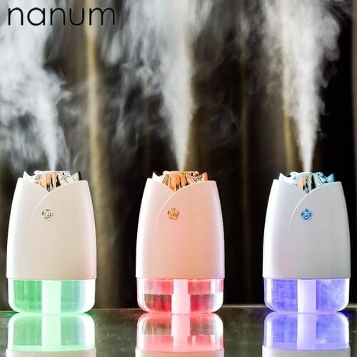 Car air freshener Ultrasonic Rose Humidifier 230ml Mini USB Essential Oil Diffuser LED Air Purifier For Home Office