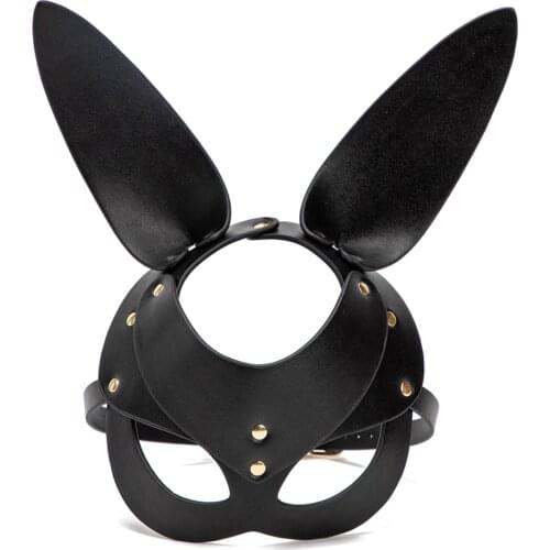 BDSM Leather Eye Mask Harness Fetish Fun Sex Toys Cat Bunny Masks Women Cosplay Halloween Party Bondage Accessories