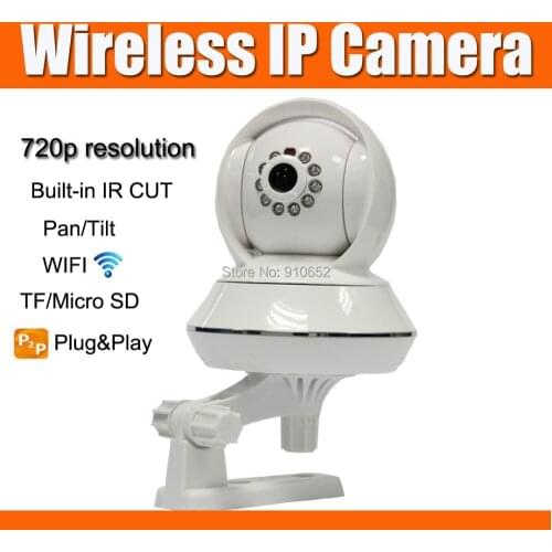Wireless Home WIFI PTZ IP Camera 1.0MP HD Micro SD Card Storage Max 32GB 720P Pan/Tilt IP Camera Built-in IR Cut P2P Access