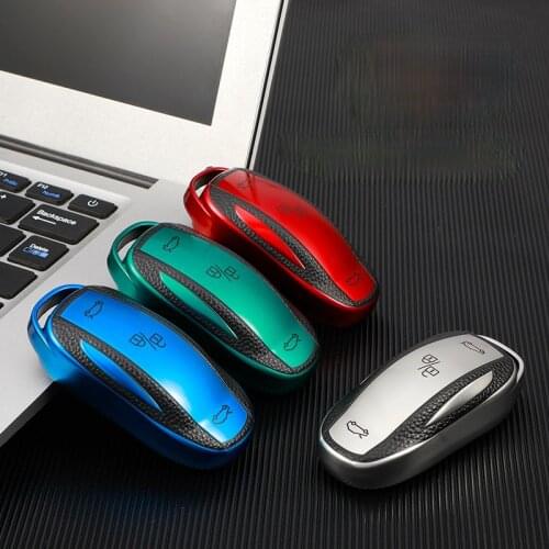 1Pcs Car Key Case Cover Leather TPU Key Shell Storage Bag Protector for Tesla Model S Model 3 Model X