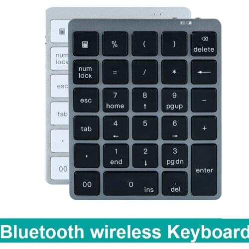 28 Keys Numerical Keyboard Rechargeable Bluetooth Wireless Mini Numpad Ultra-thin Ergonomic Computer PC Tablet Number Keypad