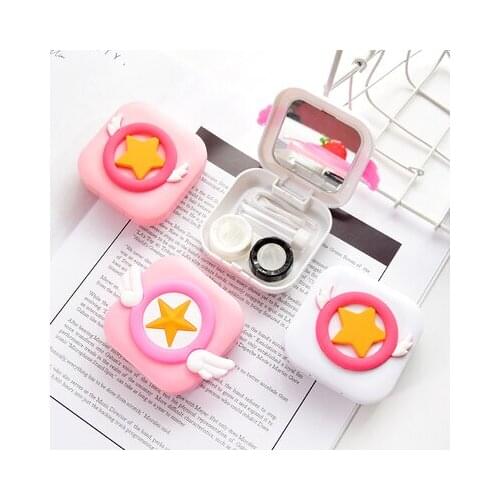EASYSMALL Cartoon Contact Lens Case Cute Angel wings Contact Lens Care Suit Cute Lens Container Christmas Gift Eyeglass Case