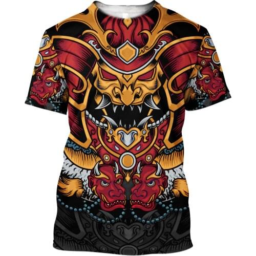 Men 3D Print t-shirts Beautiful Samurai Tattoo Carp Fishing Hip Hop tshirt Summer Short Sleeve Tee Harajuku Punk Wome Unisex 03