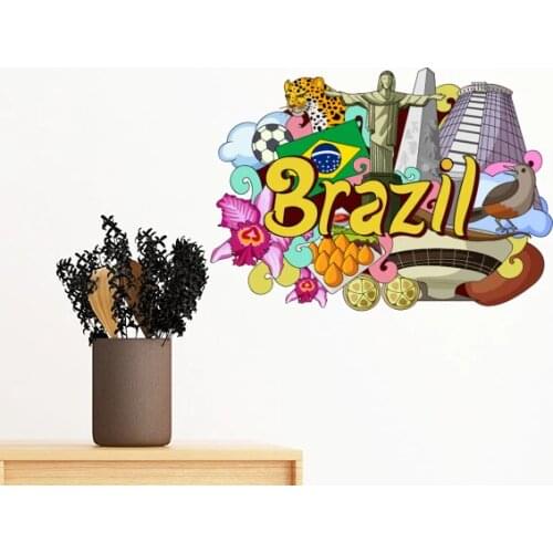 Soccer Oscar Niemeyer Brazil Graffiti Removable Wall Sticker Art Decals Mural DIY Wallpaper for Room Decal