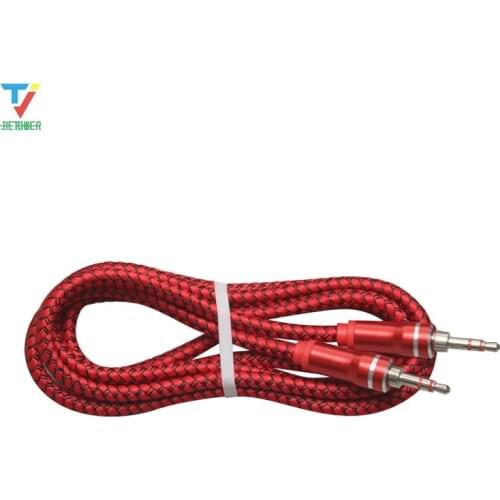 Leather Skin Style AUX Audio Cable Cord Male To Male Kabel Gold Plug Car Aux Cord for Iphone Samsung Xiaomi Wholesale 500pcs/lot