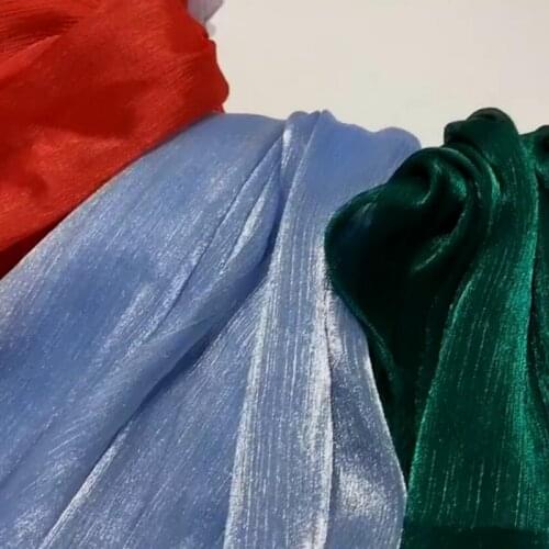 Cationic Yarn Gauze Crepe Ancient Trend Fabric Shiny Yarn Flash Wrinkle Skirt Shirt Bright Silk Wrinkle Fabric 1 Yard