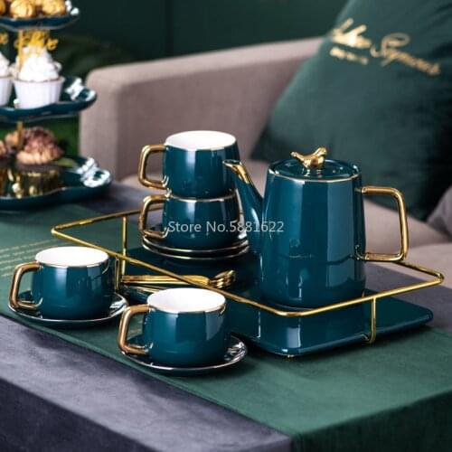 Nordic Small Luxury Simple Gold-rimmed Coffee Cup High-grade Ceramic Home Afternoon Tea Set Cup Set Home Office Supplies Gifts