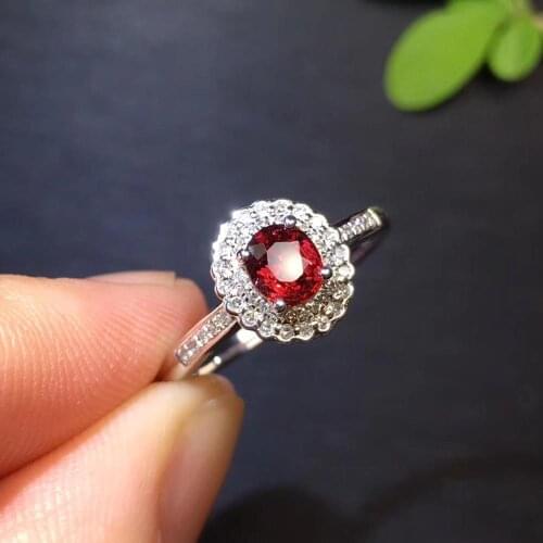 Ruby Ring Fine Jewelry Pure 18 K White Gold Natural Pigeon Blood Red Ruby Gemstones 0.55ct Females Wedding Diamonds Fine Rings