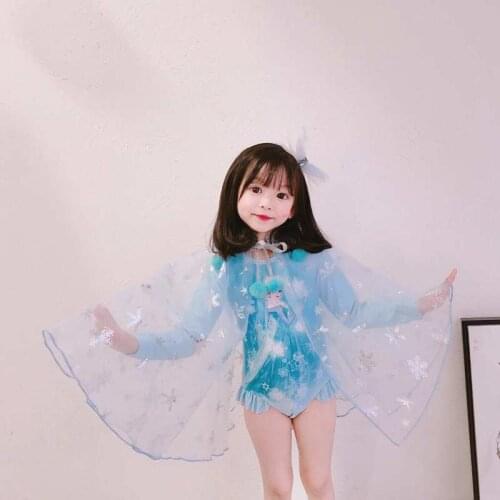 Disney Swimsuit Toddler Blue Swimwear Bikini Princess Elsa Swimsuit Girls Bath Beach Frozen Swimwear