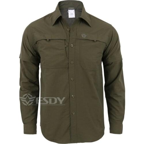 ESDY Summer Military Combat Shirt Outdoor Quick-dry Breathable Men Shirt Long Sleeve&leg Detachable Two Parts