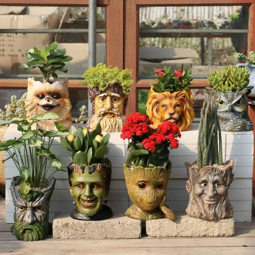 Medical Monster Flower Pot Planter Tree Root Monster Pot Portrait Art Crats Vase Home Accessories Garden Ornamentsflowerpot