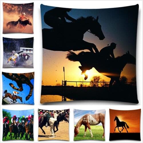 Fashion Horse Printed Home Decorative Cushion Cover Throw Pillow Case Vintage Cotton Polyester Square Pillow Cover