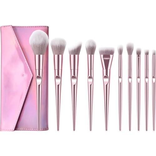 10Pcs/Set Travel Portable Makeup Brushes Set Foundation Powder Blush Eyeshadow Concealer Lip Eye Make Up Brush Beauty Tool Kit