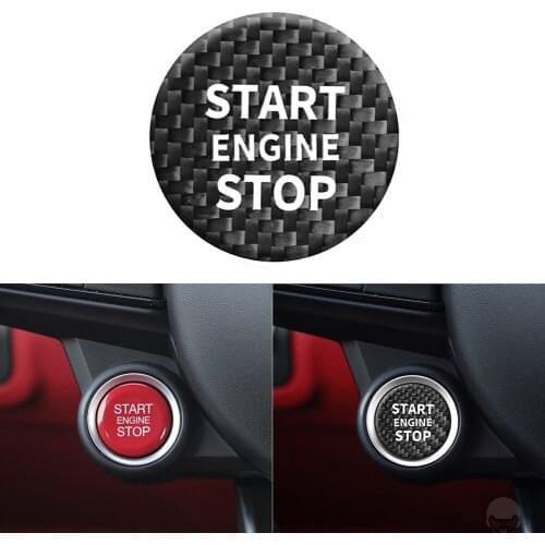 Carbon Fiber Car Engine Start Stop Button Sticker Cover for Alfa Romeo Giulia Sticker Cover Trim Car Styling Accessories