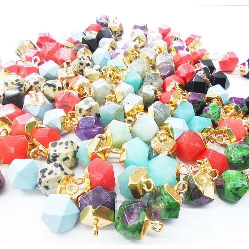 Natural Stone Amethyst Pendant 8x12mm Exquisite Geometric Agate Pendant Charm Jewelry Making DIY Necklace Bracelet Accessories