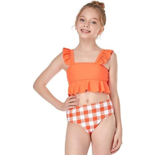 New girls' Swimsuit Small Ruffle split swimsuit childrens Bikini