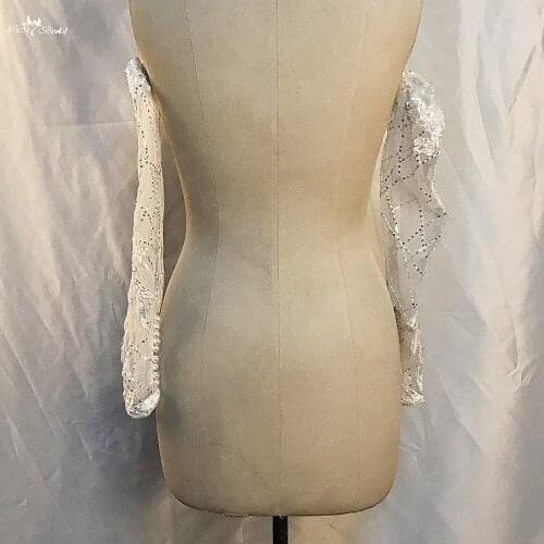 RSG25 Real Custom Made Off Shoulder Style Detachable Lace Sleeves For Bride With Sequin Lace Gloves Women