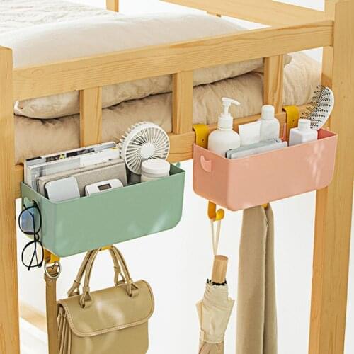 Bedside Hanging Basket Compartment Punch Free Portable Plastic Storage Bedside Hook Box for Home