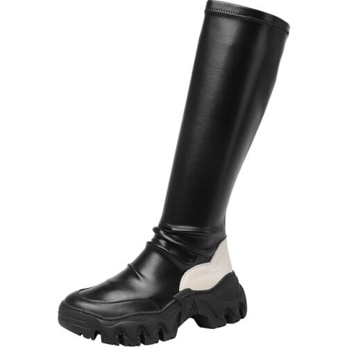 QZYERAI New winter knee boots Women boots Genuine leather Motorcycle boots Female boots European Women shoes