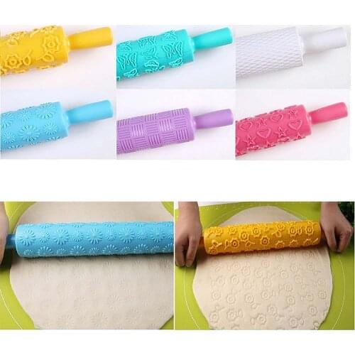 3 Pcs Cake Decorating Embossed Rolling Pins Textured Non-stick Designs For Fondant Pastry Icing Dough Re