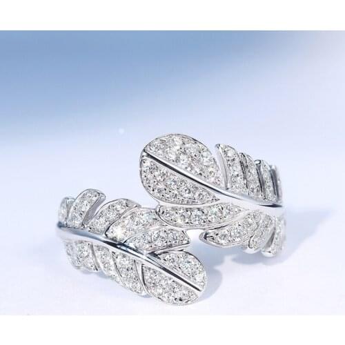 Luxury Rings For Women Cubic Zirconia Adjustable Ring Angel Wings Feather Bridal Wedding Fine Jewelry Wholesale