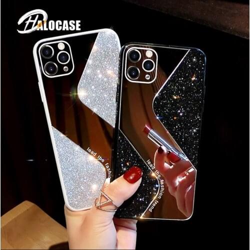 Luxury Glitter Makeup Mirror Phone Case For iPhone 11 12 Pro MAX X XS XR 6 6s 8 7Plus SE 2020 Bling Sequins Silicone Phone Cover