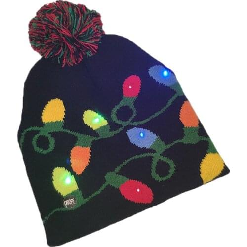 Christmas Knitted Hat LED Luminous Adult Holiday Line Cap Colorful Light Acrylic Hat