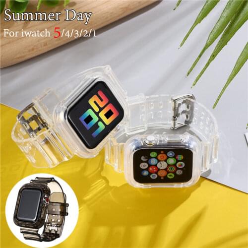 Silicone Transparent Sport Strap for Apple Watch Band 38mm 42mm waterproof Series 1 2 3 4 5 for Iwatch 5 4 Strap 40mm 44mm