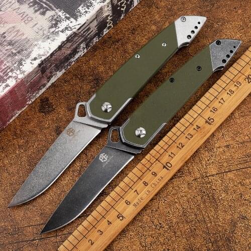 Petrified fish folding knife AUS-8 blade stone wash G10 handle tactical defense edc melee camping hunting pocket tool knife