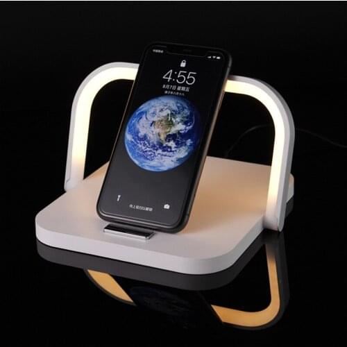 Mobile Phone Wireless Charger Stand Holder Pad Table Bedside Lamp LED Desk Light