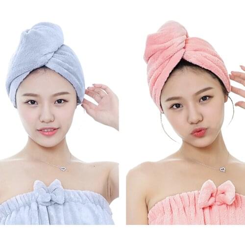 Microfiber Hair Turban Shower Cap Quickly Dry Hair Shower Hat Wrapped Towel Bathing Cap Bathroom Accessories