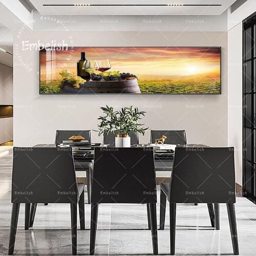 Embelish Red Wine Bottle Wine Glass On Wodden Barre Home Decor Pictures For Living Room Wall Art Posters HD Canvas Paintings