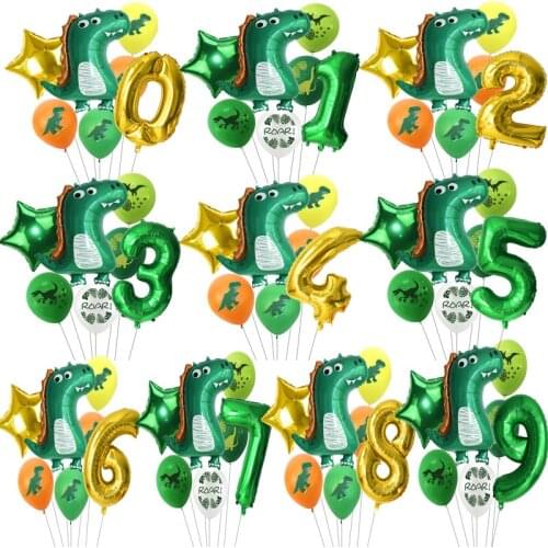 Jungle Party Cartoon Dinosaur Foil Balloon Green Confetti Balloon Boy Toy Birthday Party Decoration Baby Shower Party Decoration